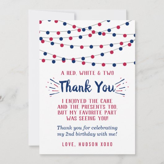 Rood, wit en twee 4 juli 2002 bedankkaart (Voorkant)