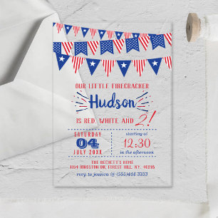 Rood, wit en twee! 4 juli 2002: Tweede verjaardag Acryl Uitnodigingen