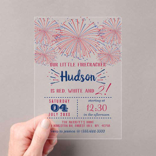 Rood, wit en twee! 4 juli 2002: Tweede verjaardag Acryl Uitnodigingen (Insitu (Draagbaar))