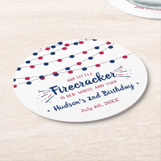 Rood, wit en twee! 4 juli 2002: Tweede verjaardag Ronde Kartonnen Onderzetter (Gebogen)