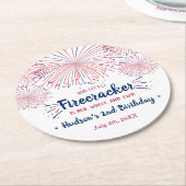 Rood, wit en twee! 4 juli 2002: Tweede verjaardag Ronde Kartonnen Onderzetter (Gebogen)