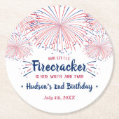 Rood, wit en twee! 4 juli 2002: Tweede verjaardag Ronde Kartonnen Onderzetter (Voorkant)