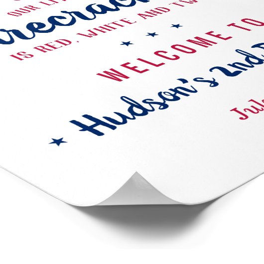 Rood, wit en twee! 4 juli 2e verjaardag poster (Hoek)