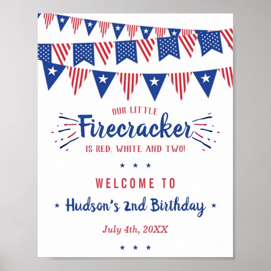 Rood, wit en twee! 4 juli 2e verjaardag poster (Voorkant)