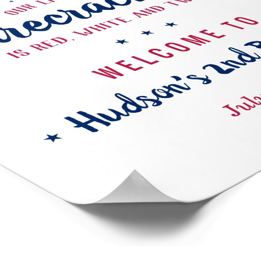 Rood, wit en twee! 4 juli 2e verjaardag poster (Hoek)