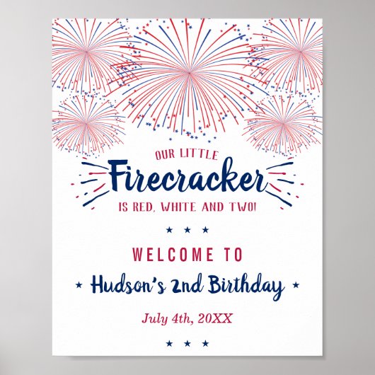 Rood, wit en twee! 4 juli 2e verjaardag poster (Voorkant)