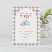 Rood Wit en Twee 4 Juli Gingham Verjaardag Kaart (Staand voorkant)