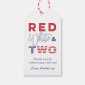 Rood Wit en TWEE Amerikaanse 2e Verjaardagsfeestje Cadeaulabel (Voorkant)