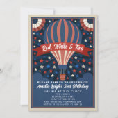 Rood wit en twee ballonnen 4 juli verjaardag kinde kaart (Voorkant)