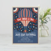 Rood wit en twee ballonnen 4 juli verjaardag kinde kaart (Staand voorkant)