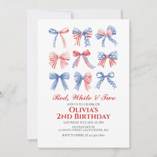 Rood, Wit en Twee Bogen 4 juli 2 verjaardag Kaart (Voorkant)