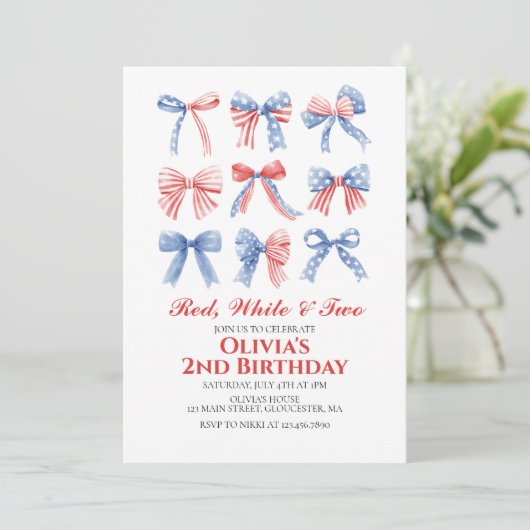 Rood, Wit en Twee Bogen 4 juli 2 verjaardag Kaart (Staand voorkant)