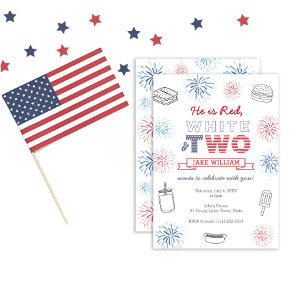 Rood Wit en Twee Cookout 2e Verjaardagsfeestje Kaart