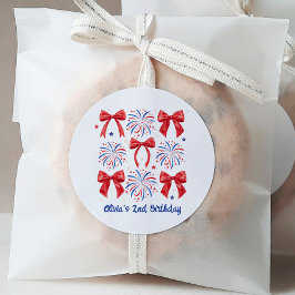 Rood wit en twee juli meisje 2e verjaardag ronde sticker