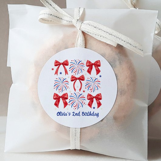 Rood wit en twee juli meisje 2e verjaardag ronde sticker