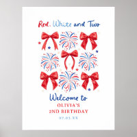 Rood Wit en Twee Juli Meisje 2e Verjaardag Welkom
