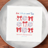 Rood Wit en Twee Juli Meisje 2e Verjaardag Welkom Servet