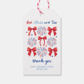 Rood wit en twee juli meisje 2e verjaardagsfeest cadeaulabel (Achterkant)