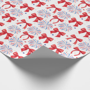 Rood wit en twee juli meisje 2e verjaardagsfeest cadeaupapier