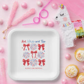 Rood Wit en Twee July Meisje 2de Verjaardagsfeestj Papieren Bordje (Feest)