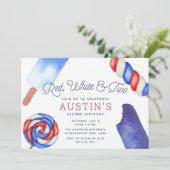 Rood, wit en twee | Kinder Tweede verjaardag Kaart (Staand voorkant)