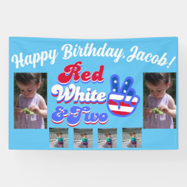 Rood Wit en Twee Thema Verjaardagsfeestbanner Spandoek