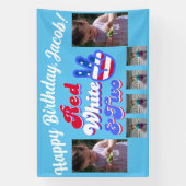 Rood Wit en Twee Thema Verjaardagsfeestbanner Spandoek (Verticaal)