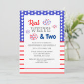 Rood wit en twee tweede verjaardag kaart (Staand voorkant)