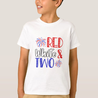 Rood wit en twee tweede verjaardag op 4 juli t-shirt