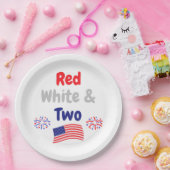 Rood, wit en twee tweede verjaardag papieren bordje (Feest)