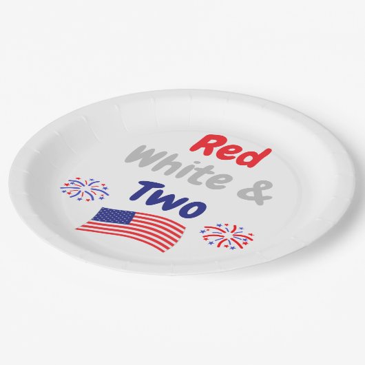 Rood, wit en twee tweede verjaardag papieren bordje (Gekanteld)