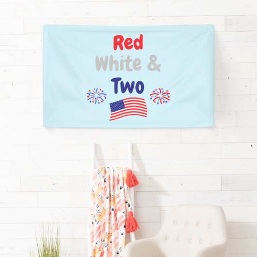 Rood, wit en twee tweede verjaardag spandoek (Insitu)