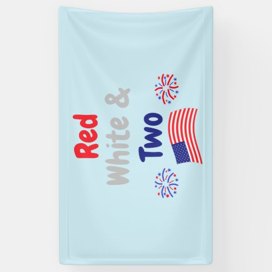 Rood, wit en twee tweede verjaardag spandoek (Verticaal)