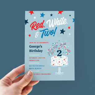 Rood wit en twee tweede verjaardagsfeest kaart
