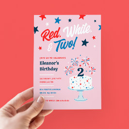 Rood wit en twee tweede verjaardagsfeest kaart