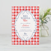 Rood Wit en Twee Verjaardagsfeestje Kaart (Staand voorkant)