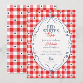 Rood Wit en Twee Verjaardagsfeestje Kaart (Voorkant / Achterkant)
