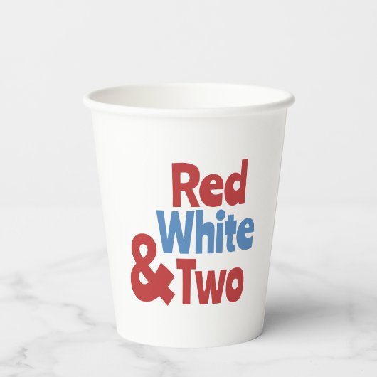 Rood Wit en Twee Verjaardagsfeestje Papieren Bekers (Achterkant)