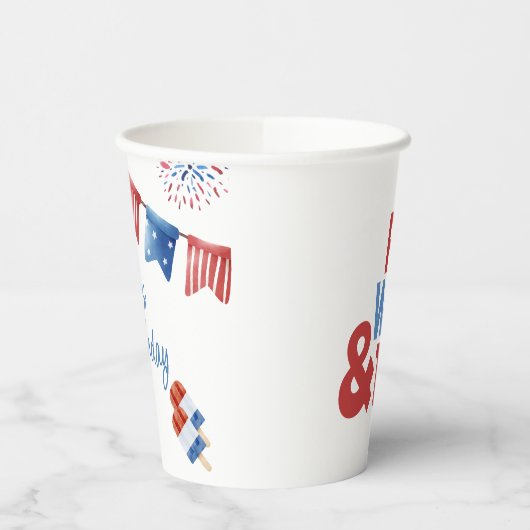 Rood Wit en Twee Verjaardagsfeestje Papieren Bekers (Links)