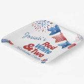 Rood Wit en Twee Verjaardagsfeestje Papieren Bordje (Gebogen)