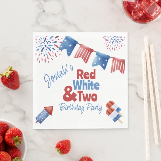 Rood Wit en Twee Verjaardagsfeestje Servet (Insitu)