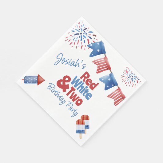 Rood Wit en Twee Verjaardagsfeestje Servet (Hoek)