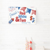 Rood Wit en Twee Verjaardagsfeestje Spandoek (Insitu)