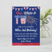 Rood wit en twee vierde juli tweede verjaardag kaart (Staand voorkant)