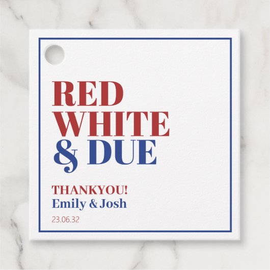 Rood Wit en Verschuldigd 4 Juli Baby shower Bedankjes Labels (Voorkant)