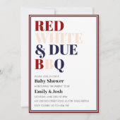 Rood Wit en Verschuldigd 4 Juli Baby shower Kaart (Voorkant)