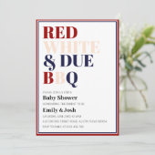 Rood Wit en Verschuldigd 4 Juli Baby shower Kaart (Staand voorkant)