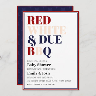 Rood Wit en Verschuldigd 4 Juli Baby shower Kaart