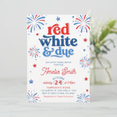 Rood Wit en Verschuldigd 4 juli Baby shower Kaart (Staand voorkant)