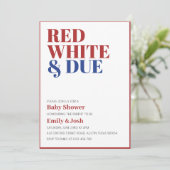 Rood Wit en Verschuldigd 4 Juli Baby shower Kaart (Staand voorkant)